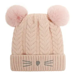 Kids Beanie Wholesale Toddler Cat Embroidery Custom Kids Beanie With Furry Lining