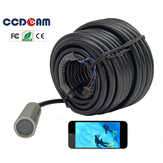 IP68 Waterproof Mini Underwater Camera for Fishing Rod 1080P CMOS Sensor Micro SD Card H.265 Two-Way Audio Built-In Siren 1 Year