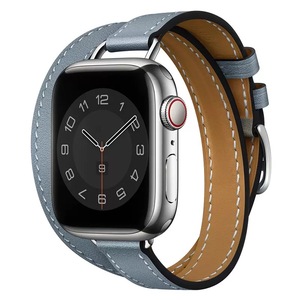 Correa de <span class=keywords><strong>Reloj</strong></span> de Cuero de Repuesto de Lujo para Apple IWatch 8/7/6/5/4, Hebilla de Acero Inoxidable con Bloques de Color, Compatible - Product Image 2