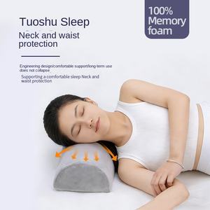 Bantal Serviks Pelindung Inti Busa Memori Isi Kapas Bentuk Oval Tidur Setengah Kolom Alat Bantu Tidur Dewasa Anti-bongkok - Product Image 2