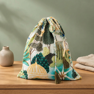 Printed Cotton Fabric Drawstring Large Cosmetic Bag for Pouch Jewelry Storage <b>Travel</b> <b>Organizer</b> Custom Gift Bag - Product Image 6