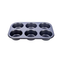 Moule à muffins antiadhésif profond 6 cavités personnalisable en acier au carbone, grande plaque de cuisson pour cupcakes pour four, vente en gros