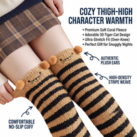 17 styles de chaussettes de sommeil thermiques en peluche 3D, douces et confortables, en polaire corail, mi-hautes, pour la maison, chaudes pour l'hiver