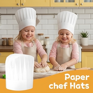 Chapeau <span class=keywords><strong>de</strong></span> chef jetable en papier 29x29cm, casquette <span class=keywords><strong>de</strong></span> cuisine pour la restauration et le service alimentaire - Product Image 5
