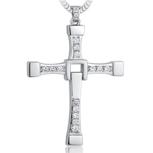 Männer Frauen Modeschmuck Geschwindigkeit und Leidenschaft 8 Custom Silber Edelstahl Kreuz Halskette - Product Image 1