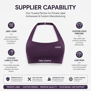 Premium Plum Halter Sports <b>Bra</b> with Square Neckline <b>Open</b> Back and High Stretch Fabric for Yoga Pilates and Activewear Brands - Product Image 6