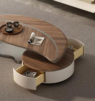 Table basse STG moderne en bois avec tiroirs de rangement en forme de feuille pour salon, mobilier de maison, style décoratif