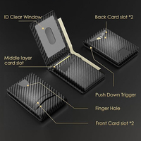 Dompet Minimalis Lipat Dua Anti RFID dengan Kancing Logam, Slot Uang, Jendela ID, Kantong Depan untuk Kartu Kredit - Ukuran Pendek, Cocok untuk Hadiah