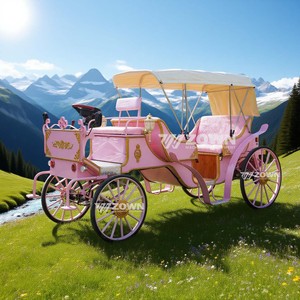 Calèche royale victorienne vintage de luxe électrique et à chevaux à 4 roues pour parcs équestres et attractions touristiques - Product Image 1