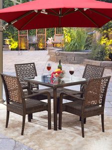 Outdoor Stackable Balcony Metal Wicker <strong>Ratan</strong> <strong>Dinning</strong> Cane Dining Arm Bistro Plastic Rattan <strong>Chairs</strong> Patio Furniture Garden <strong>Chair</strong> - Product Image 2