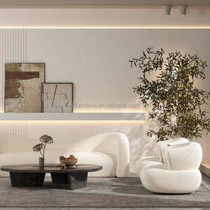 Conjunto de Sofás Curvos para Vestíbulo de Hotel, Tapizado en Tela Blanca, Sofá de 3 Plazas, Sillón Lounge, para Muebles de Sala de Estar Comercial Moderna - Product Image 2