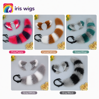 Iriswigs Drop-shipping Accessoire de cosplay en fausse fourrure de renard, style dessin animé, avec oreilles d'animaux en peluche et queue, fait main, réglable, modèle KC