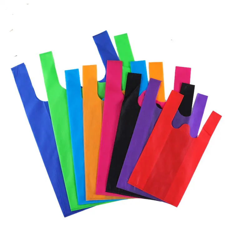 Low Price Promotion Supermarket Non-Woven Vest Grocery Bag Nonwoven T Shirt Bag Non Woven Shopping Bag