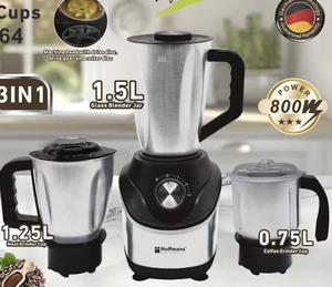 Hoffmans 3-in-1 Edelstahl-Küchenmaschine 800W Hochgeschwindigkeitsmixer mit 1,5L Metallbehälter für Afrika Küche - Product Image 1