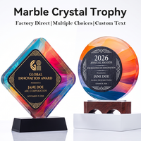 Trophée en cristal de marbre noir très demandé, 6 styles disponibles, grande surface de gravure, récompense pour cérémonie annuelle et reconnaissance des employés
