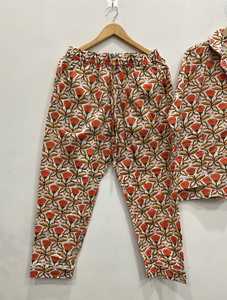 Pijamas de Algodón Estampado de 2 Piezas para Mujer, Manga Larga, Cuello Camisero, Estampado Floral, Ropa de Dormir Informal para Primavera - Product Image 2