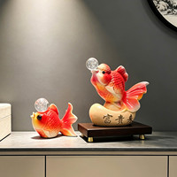 Nouvel Ornement de Poisson Style Chinois « Abondance Annuelle » pour Salon, Entrée, Cave à Vin – Cadeau de Pendaison de Crémaillère, Décoration Intérieure
