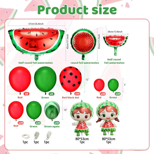Kit Arco di Palloncini Frutta Estivi, Palloncini Mylar Rossi e Verdi a Forma di Anguria per Decorazioni Festa di Compleanno 'One in a Melon' - Product Image 2