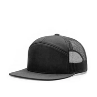 Casquettes Trucker Snapback 7 Panneaux Camouflage Noir Personnalisées avec Logo en Maille – Vente en Gros