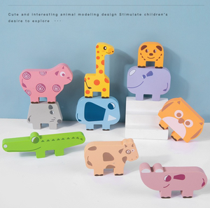 <span class=keywords><strong>Jouet</strong></span> éducatif en bois CPC transfrontalier, blocs de construction empilables musicaux et d'équilibre sur le thème des animaux, pour 14 ans et plus - Product Image 1