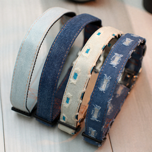 Ağır kişiselleştirilmiş kazınmış toka Denim köpek tasması şık ve dayanıklı kot tarzı özel evcil hayvan tasmaları adı ile - Product Image 5