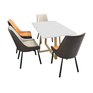 Легкие Роскошные обеденные столы, современные столовые наборы с мраморным верхом и основанием, обеденное кресло, домашняя мебель оптом