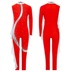 Mono con volantes para niñas de 6 a 16 años, de cuerpo completo leotardo, mono de baile para gimnasia rítmica, patinaje artístico, acrobacias - Product Image 2