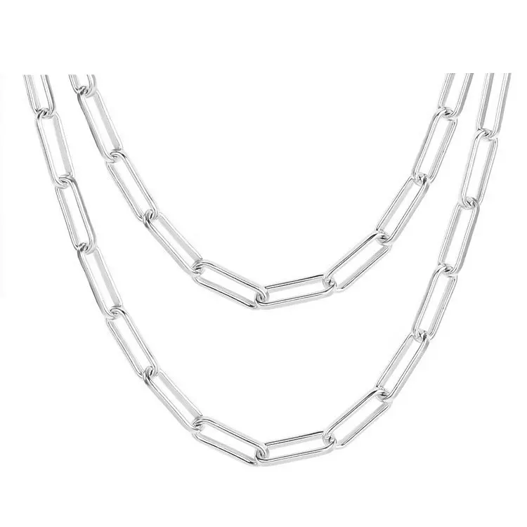 Diy 925 Sterling Zilveren Rechthoek Ovale Link Paperclip Cross Chain Voor Sieraden Ketting Maken