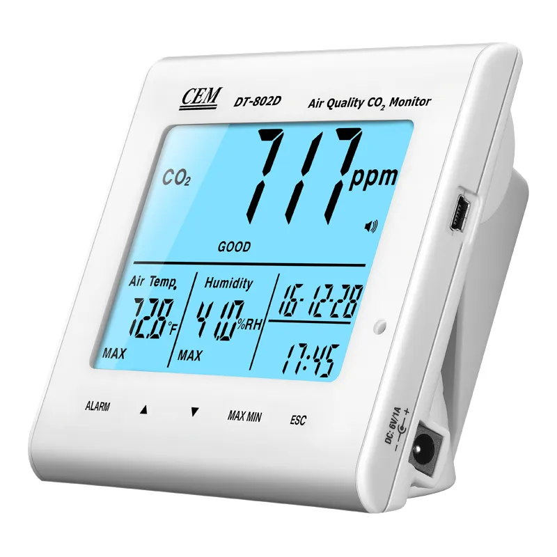 CEM DT-802D-monitor de calidad de aire para interiores, Detector de CO2, medidor de dióxido de carbono