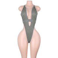 Vêtements de danse exotiques, tissu à paillettes, dentelle argentée, body en maille à lacets, string transparent, lingerie exotique, ensembles de fête