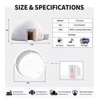 Tente de fête gonflable LED portable de 21 m avec design dôme igloo pour événements
