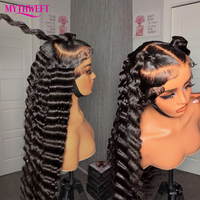 Perruque de cheveux humains vierges vietnamiens non traités, avec dentelle HD, frontale complète, sans colle, cuticules alignées, ondulations profondes, pour femmes