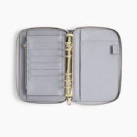 BG vente en gros classeur italien A5 A6 6 anneaux en or portefeuille de trésorerie doux galet végétalien en cuir cahier planificateur classeur avec boucle à stylo