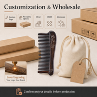 Peigne démêlant compact en bois de cajou africain à dents larges avec incrustation de fil de cuivre, idéal pour logo personnalisé, vente en gros OEM B2B