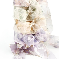 Rubans en satin de 3 cm avec des fleurs rêveuses, ruban pour nœuds de fleurs, emballage de fleurs