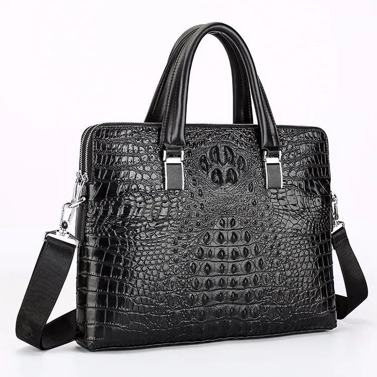 Men's Business Bag Waterproof Briefcase Custom Luxury Crocodile Texture Imitation Leather Messenger Bag Men 24*5*27cm BADENROO