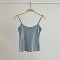 Brandy BM 100% katun Wanita Atasan Tank Top Motif Bunga dengan Renda dan Pita Tanpa Lengan Tali Spaghetti Kamisol Pakaian Dalam Wanita.