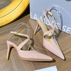 Sandali Donna in Pelle Verniciata con Tacco a Spillo Nude 2025, Stile Occidentale, Comodi, Sexy, Eleganti - Product Image 4