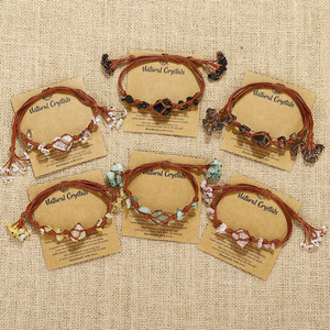 Handmade Beaded <b>Bracelet</b> Natural Raw Stone Woven with <b>Rope</b> Wrap Healing Energy Crystal Charm Card Gift for Loved Ones - Product Image 2