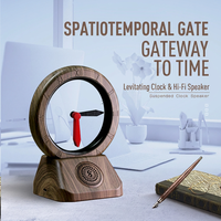 Horloge de bureau innovante à mouvement inversé, haut-parleur rétro en bois, lecteur de musique sans fil pour la décoration de la maison ou du bureau, cadeau unique
