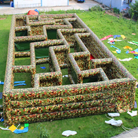 Labyrinthe gonflable géant en PVC camouflage pour l'extérieur, jeux gonflables commerciaux, labyrinthes d'obstacles gonflables à vendre, jeux d'intérieur camouflage