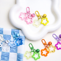 Porte-clés créatif double pentagramme avec pendentif clochette, accessoire de décoration DIY mignon pour sacs homme et femme