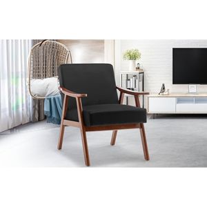 Sillón de Estilo Moderno de Mediados de Siglo, Diseño de Respaldo Alto, Tapicería Negra, Muebles para Sala de Estar - Product Image 3