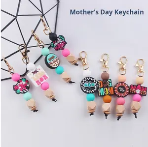 Llavero Creativo Hecho a Mano con Cuentas para el Día de la Madre, Diseño de Girasol y Estampado de Leopardo, Llavero de Silicona con Cuentas para Mamá, Regalos para Mamá - Product Image 6