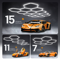 Luminaire de plafond LED en nid d'abeille personnalisable 350W pour le detailing automobile, hexagonal, pour garage, parking