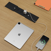 Table de réunion pliante extensible en bois de qualité supérieure - Design minimaliste moderne avec roulettes et port de charge USB
