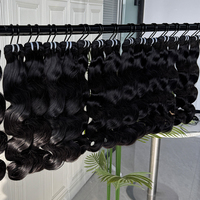 Extensiones de Cabello Humano Virgen Natural con Ondas Suaves, Color Natural, Textura Completa y Brillante, Doble Trama, Venta al Por Mayor
