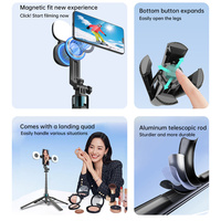 K14 1.72M Quadpod & Support Magnétique Double Face Robuste pour Téléphone, Perche à Selfie Extensible, Support de Téléphone