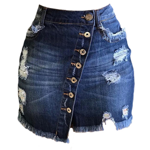 Women'<strong>s</strong> High Waist Short <strong>Skirt</strong> Ladies Skinny Cowboy Dress Half-Length Button Bag Hip Jeans <strong>Skirt</strong> - Product Image 6