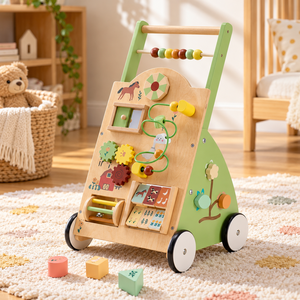Andador de Madera Estilo Europeo para Bebés, Juguete de Aprendizaje, Carrito de Empuje para Niños Pequeños, Ayuda Manual para Caminar con Ruedas, para 6 Meses a 3 Años - Product Image 4